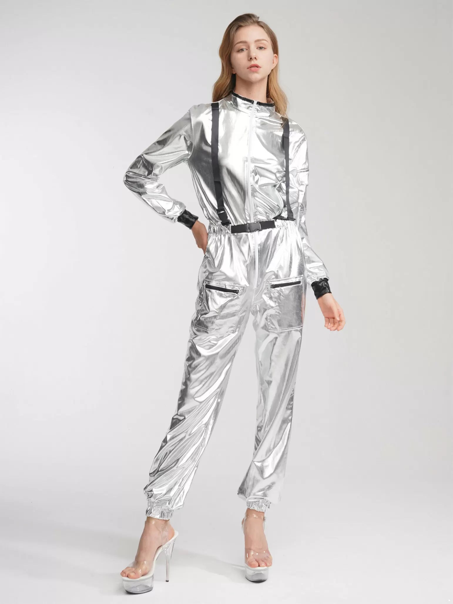 Costume da astronauta astronauta argento da donna