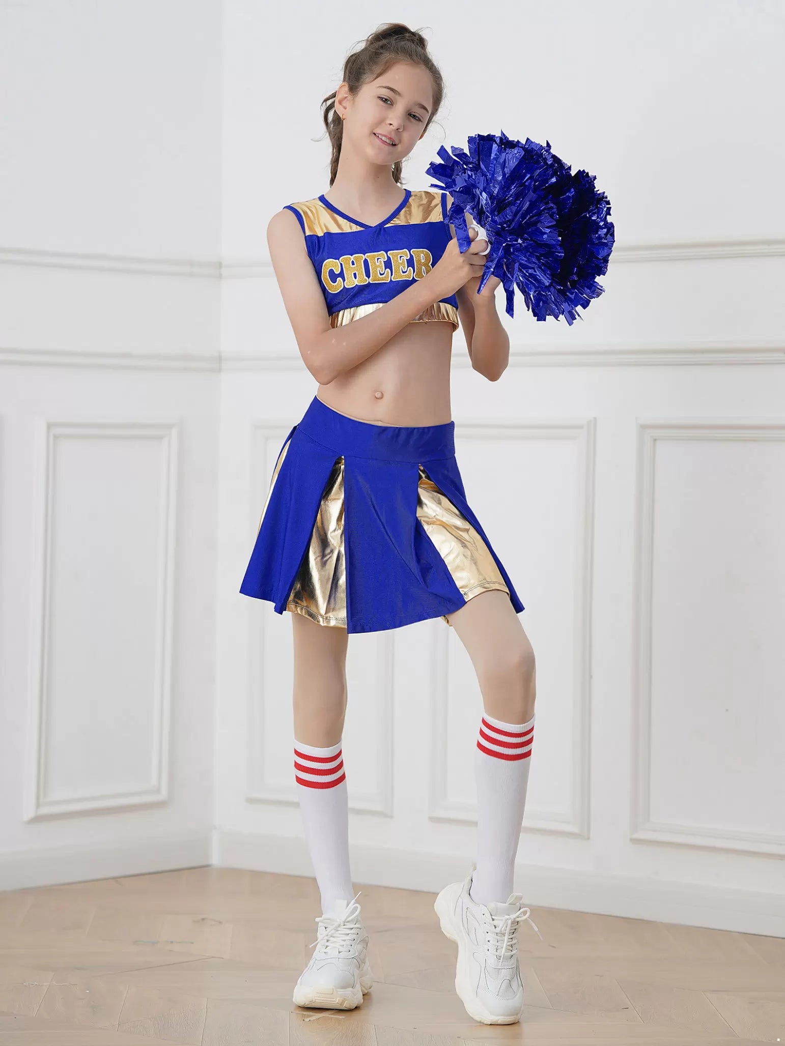 Ensemble haut court et jupe plissée pour filles, ensemble de pom-pom girl avec lettres imprimées 