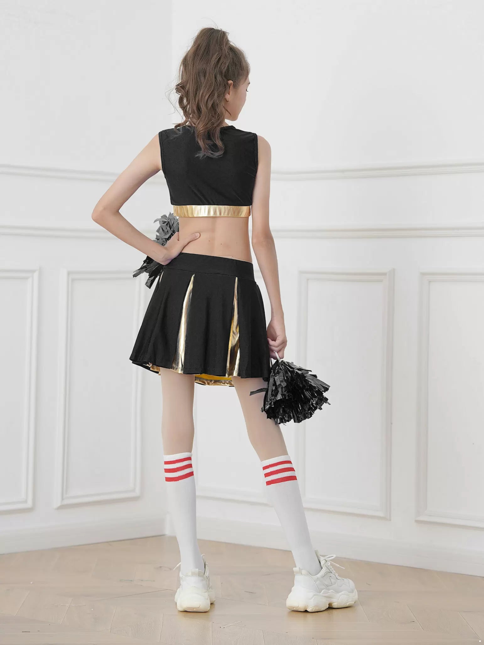 Ensemble haut court et jupe plissée pour filles, ensemble de pom-pom girl avec lettres imprimées 