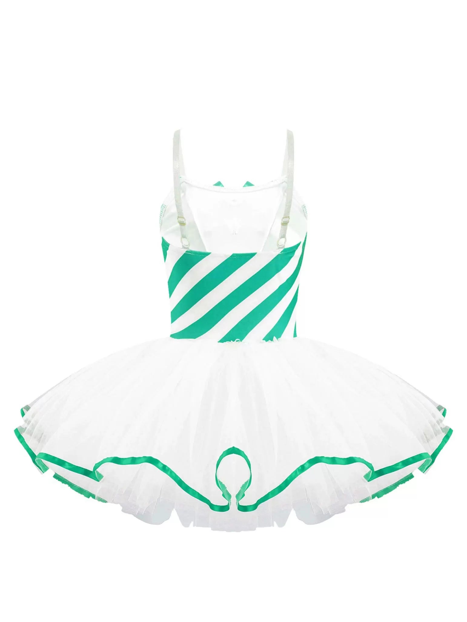 Kids Girls Christmas Sleeveless Bowknot Stripes Mesh Tutu Dress