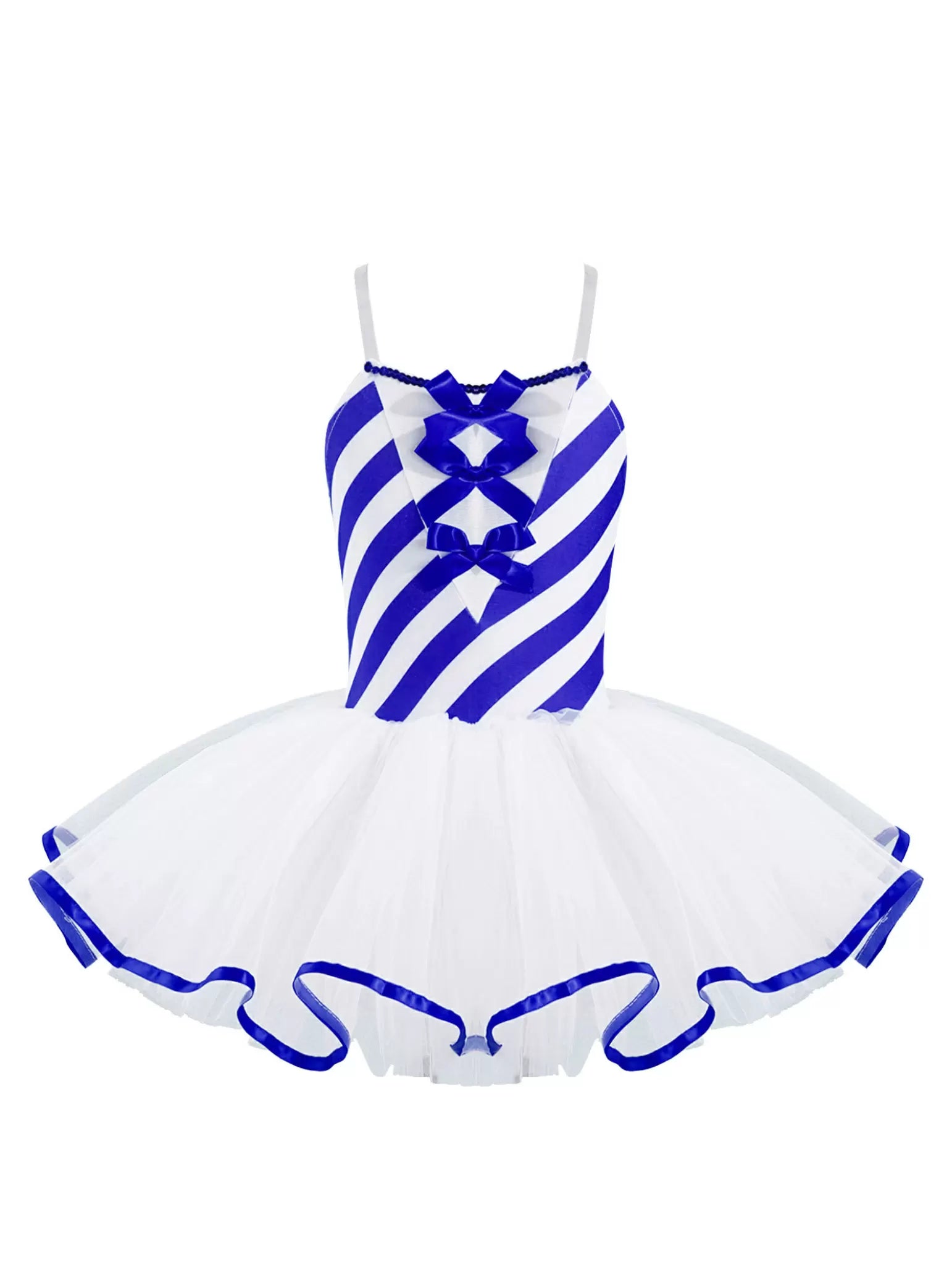 Kids Girls Christmas Sleeveless Bowknot Stripes Mesh Tutu Dress