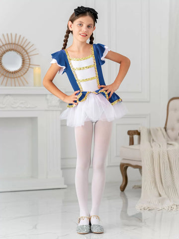 Kids Girls Short Sleeves Ringmaster Costume Leotard Dress