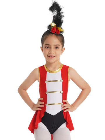 Costume de cirque sans manches pour filles, justaucorps