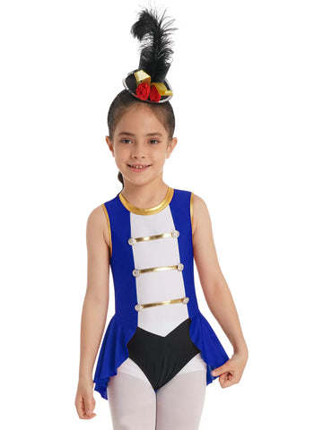 Costume de cirque sans manches pour filles, justaucorps