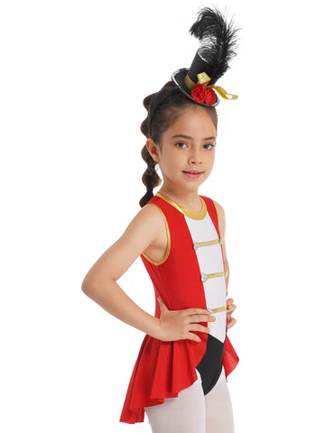 Kids Girls Sleeveless Circus Dress up Costume Leotard