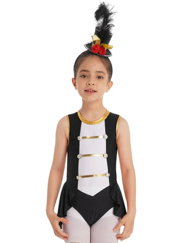 Costume de cirque sans manches pour filles, justaucorps