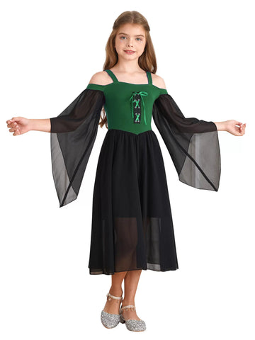 Robe gothique de la Renaissance médiévale d'Halloween pour enfants filles