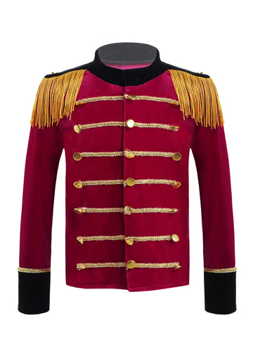 Manteaux d'uniforme de garde d'honneur de l'équipe de tambour et de trompette en velours pour enfants garçons