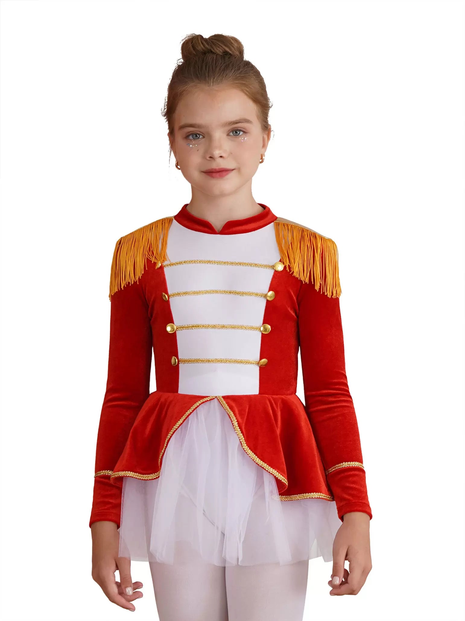 Robe de justaucorps de cirque tutu en maille à manches longues pour filles