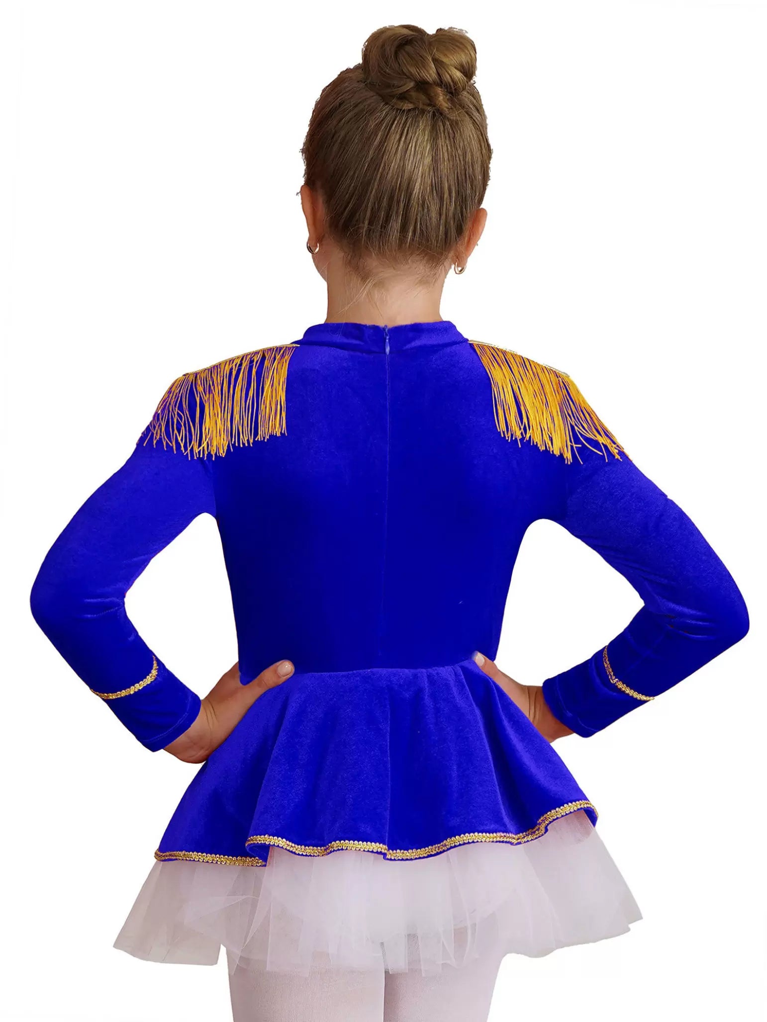 Robe de justaucorps de cirque tutu en maille à manches longues pour filles