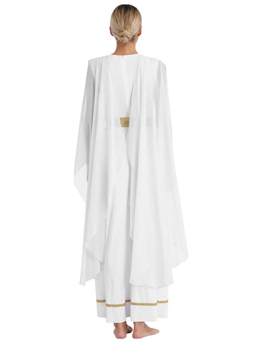 Robe d'Halloween en mousseline de soie pour femmes, robe à manches cape, Costume de Cosplay grec Beaty