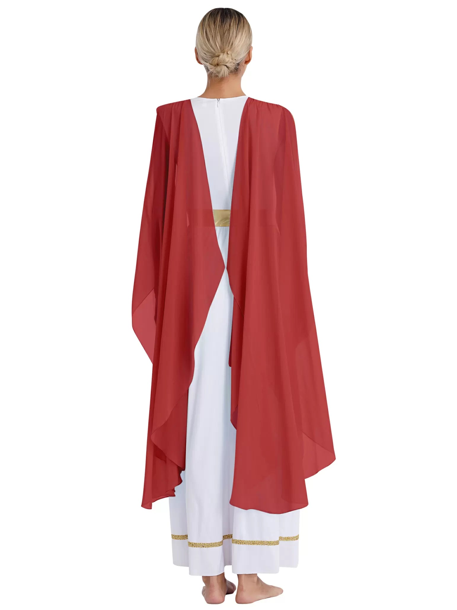 Robe d'Halloween en mousseline de soie pour femmes, robe à manches cape, Costume de Cosplay grec Beaty