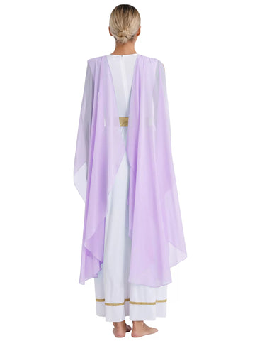 Robe d'Halloween en mousseline de soie pour femmes, robe à manches cape, Costume de Cosplay grec Beaty