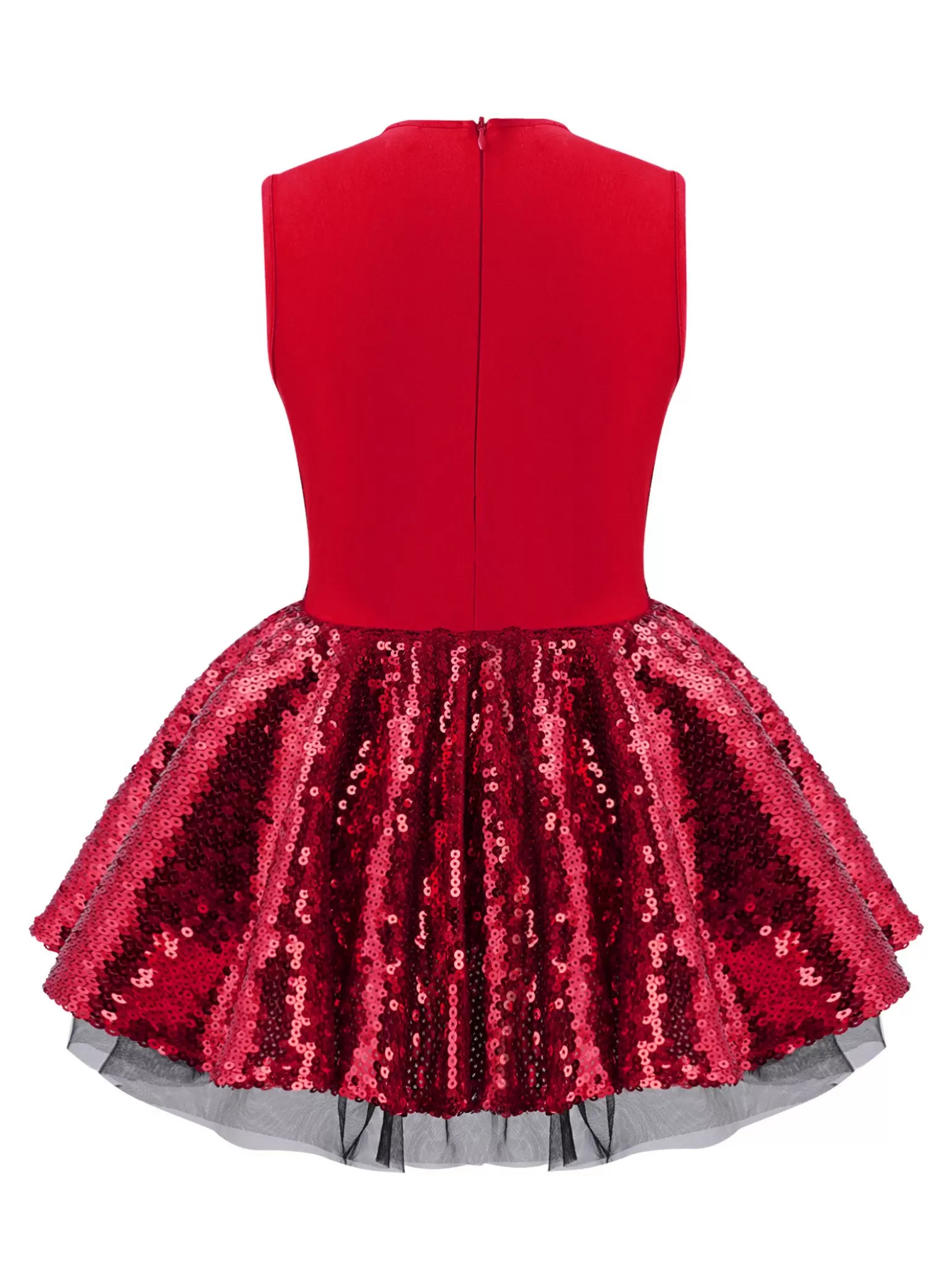 Kids Girls Sleeveless Sequins Bowknot Leotard Dress