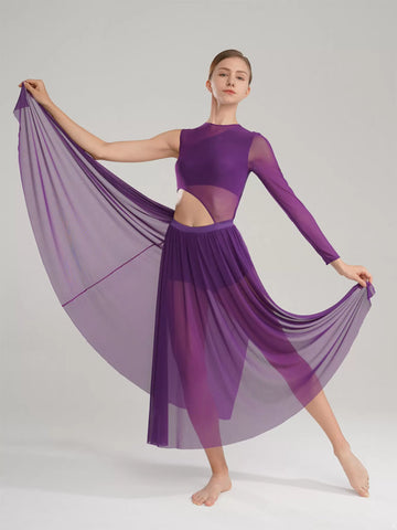 Women Side Split Mesh Modern Lyrical Dance Dresses