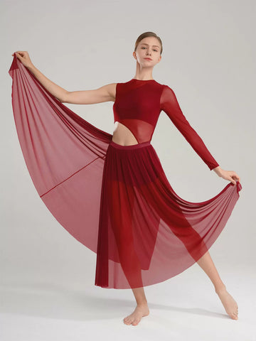 Women Side Split Mesh Modern Lyrical Dance Dresses