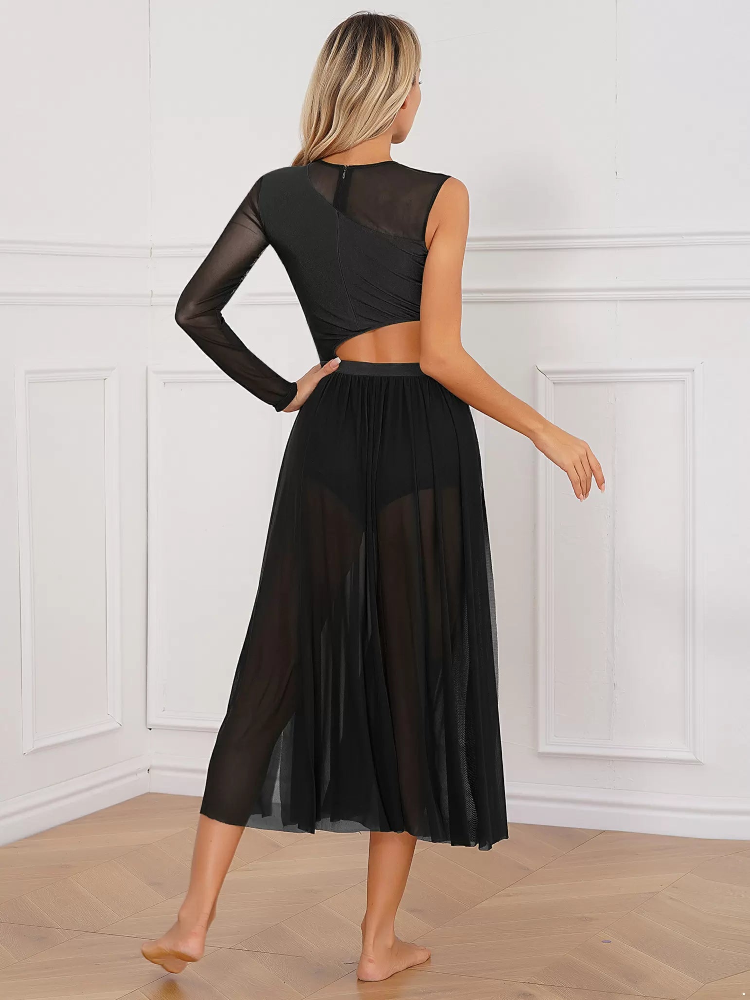 Women Side Split Mesh Modern Lyrical Dance Dresses