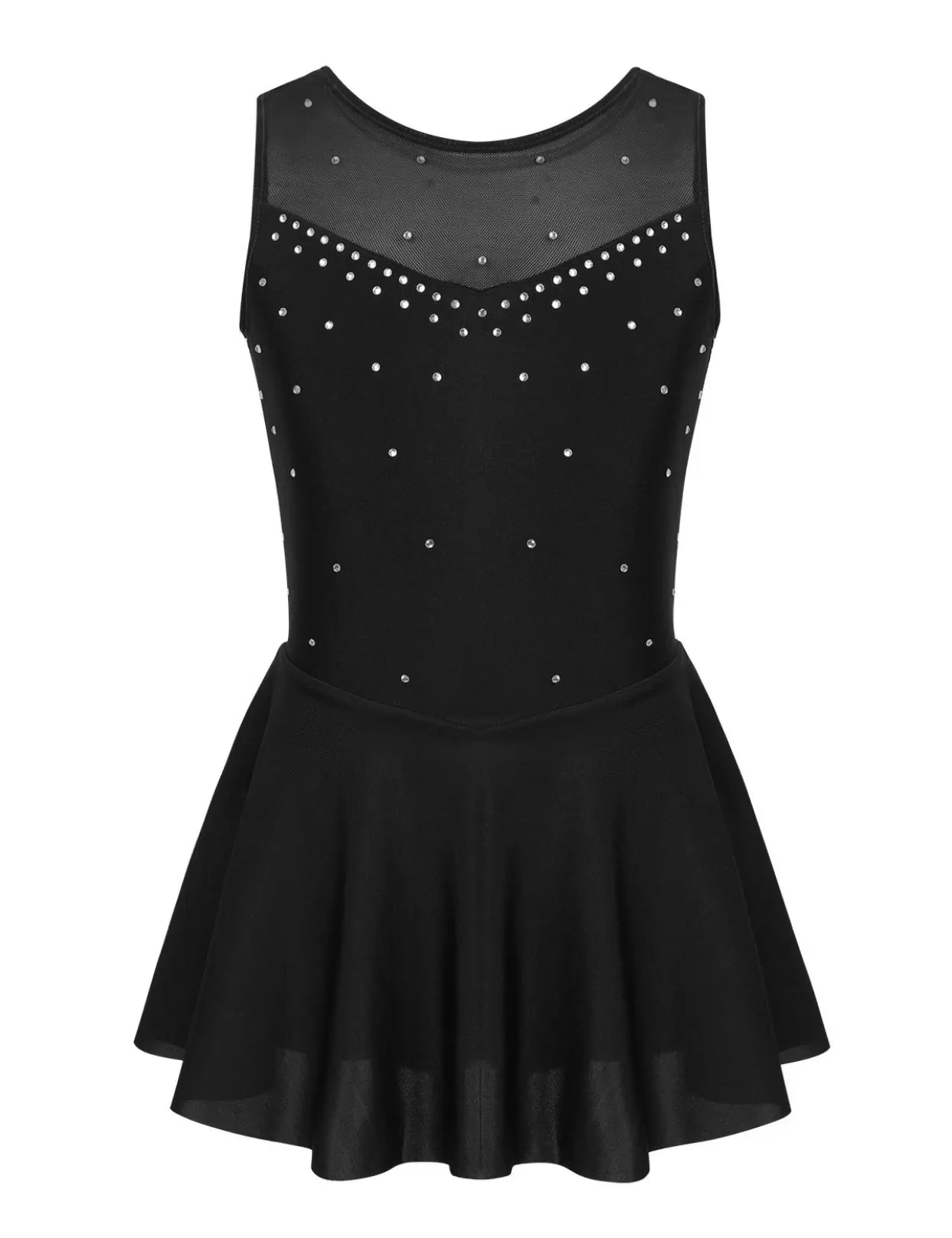 Robe justaucorps de patinage artistique en tulle sans manches pour filles