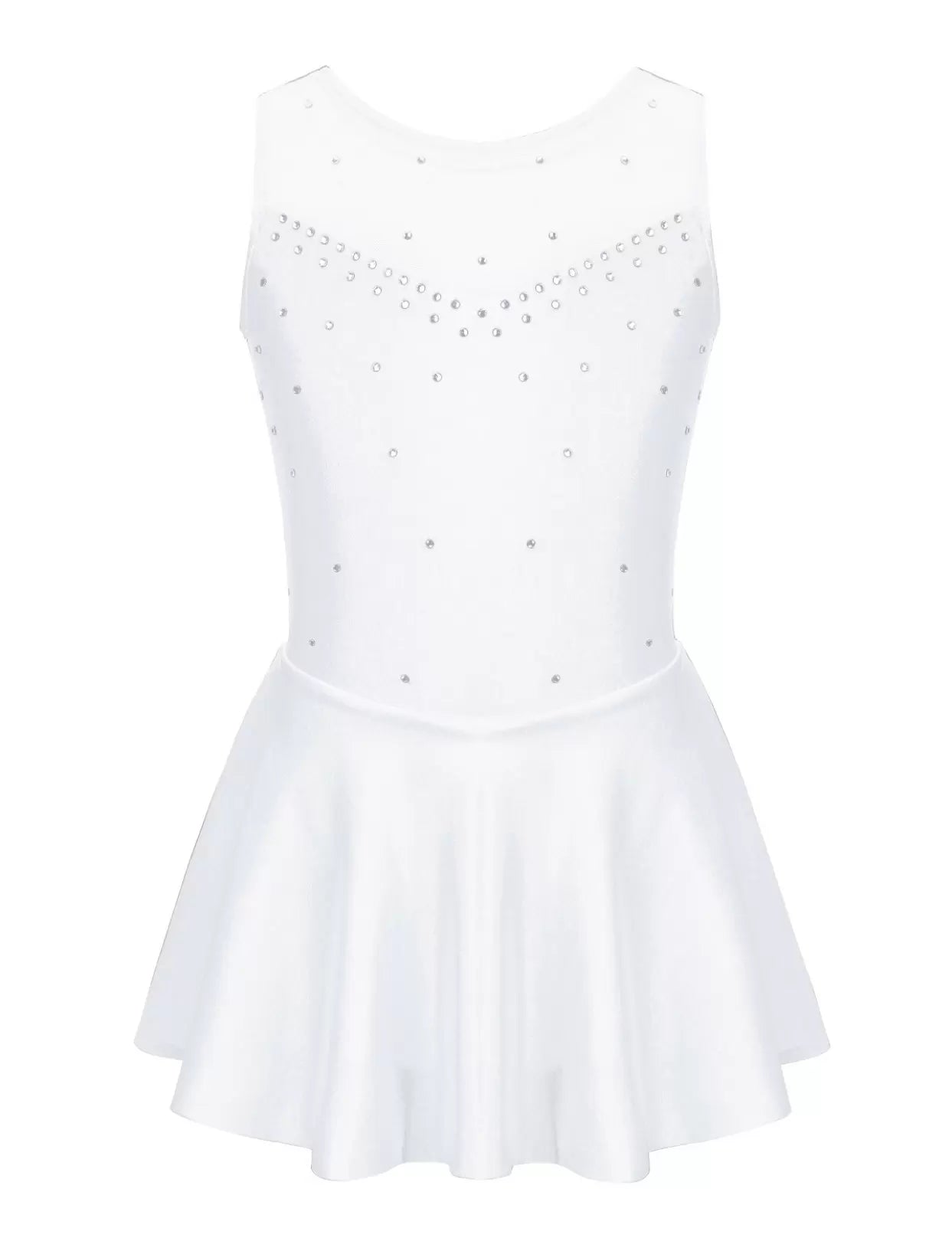 Robe justaucorps de patinage artistique en tulle sans manches pour filles