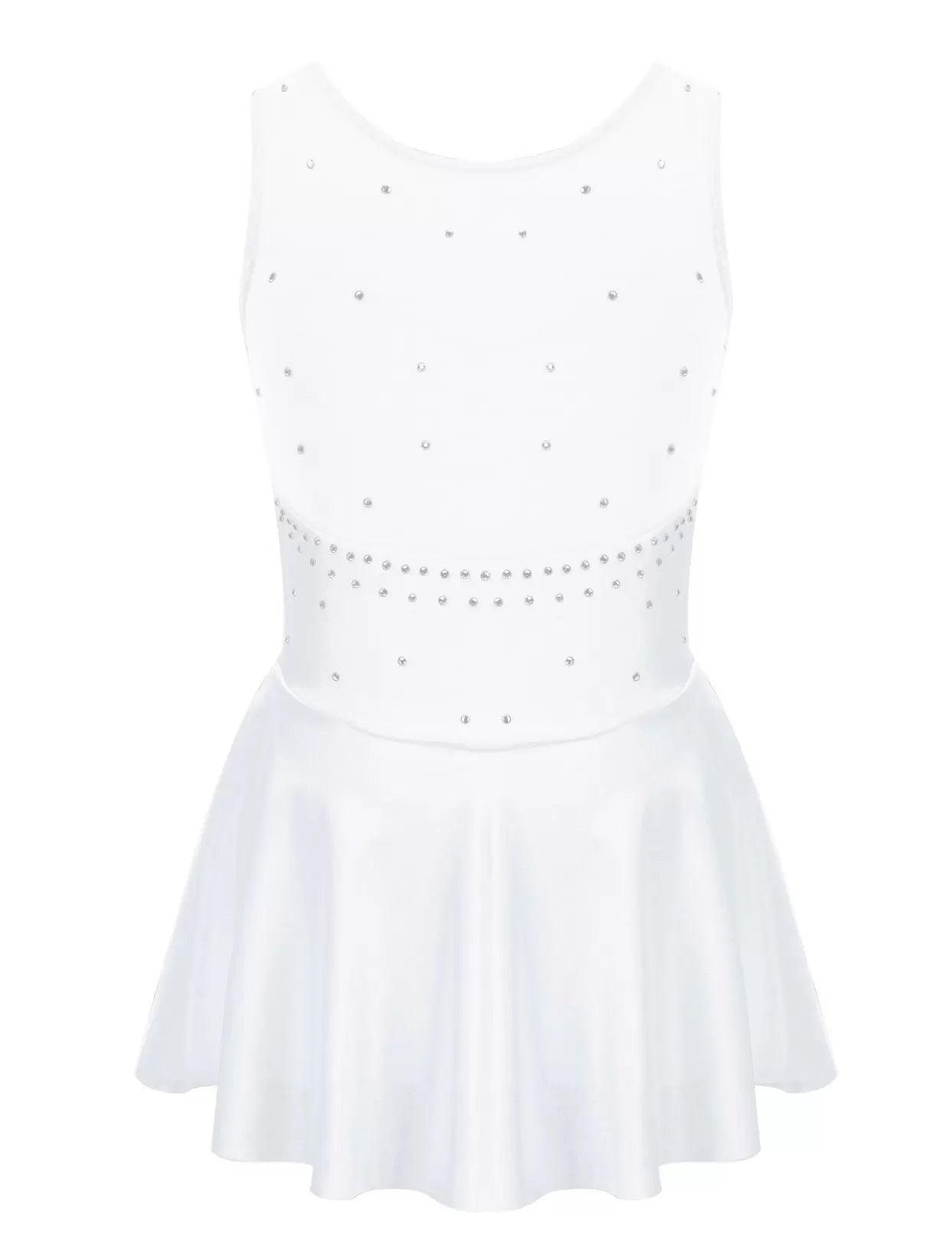 Robe justaucorps de patinage artistique en tulle sans manches pour filles