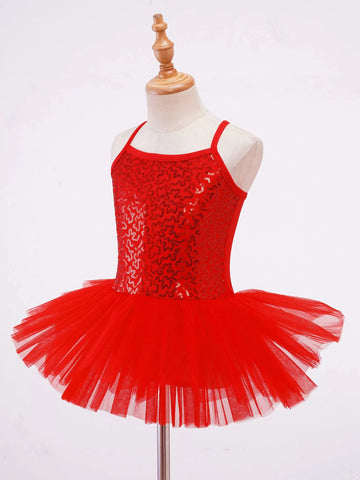 Robe débardeur de danse de ballet tutu à paillettes pour enfants filles