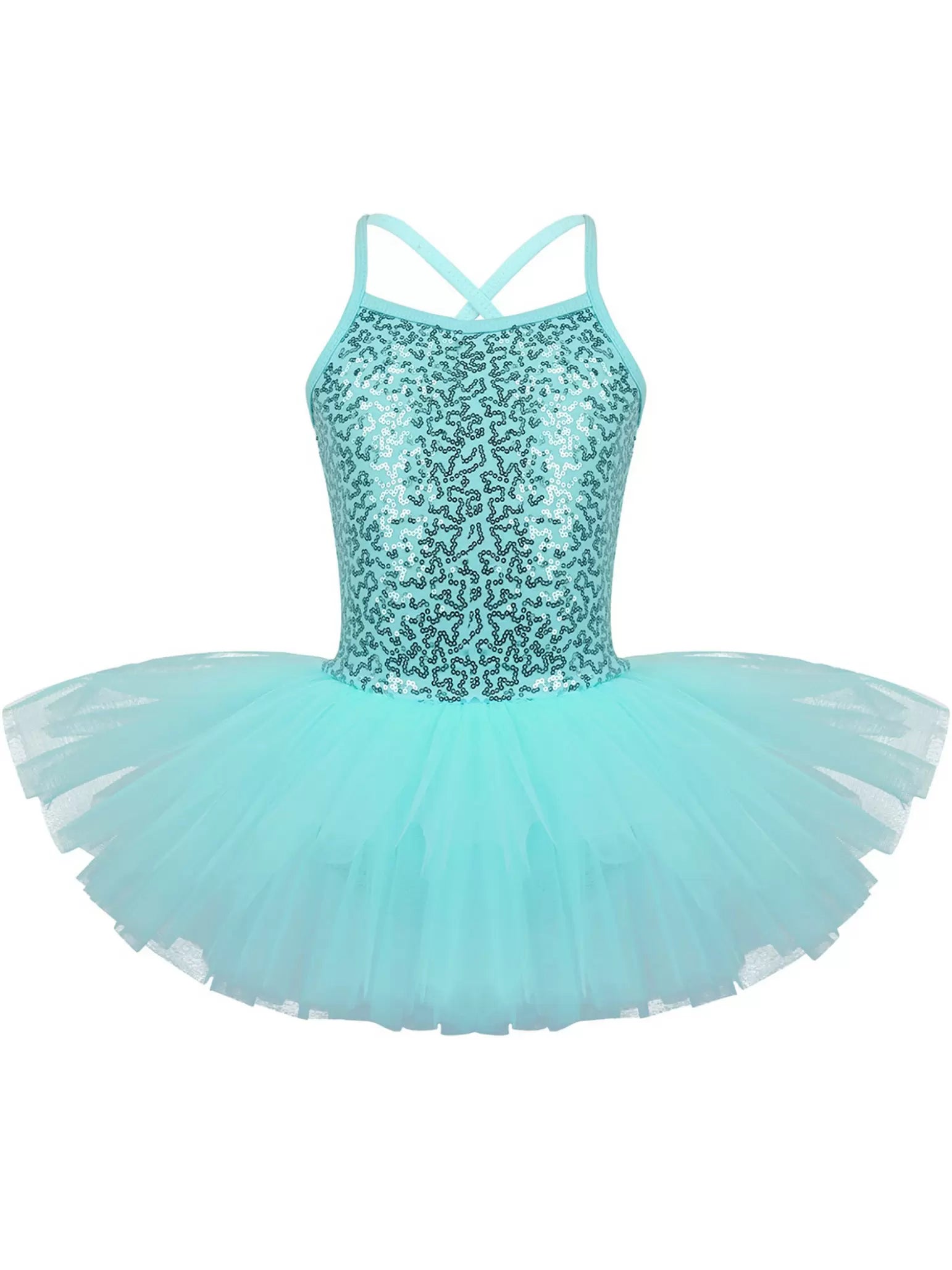 Kids Girls Sequin Tutu Ballet Dance Tank Dress