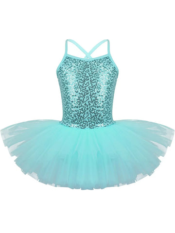 Vestito da canotta da ballo per balletto con tutù di paillettes per bambina