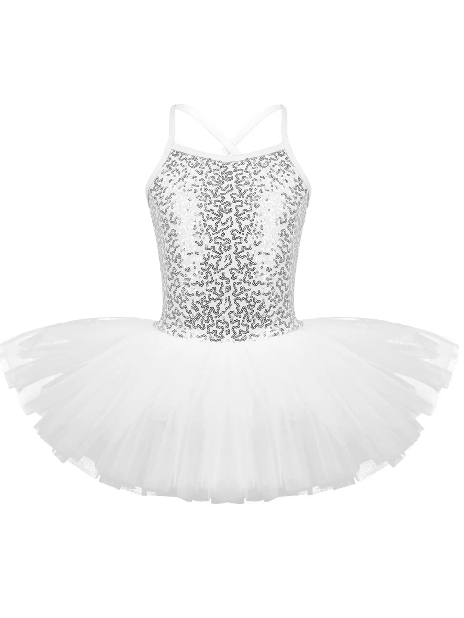 Kids Girls Sequin Tutu Ballet Dance Tank Dress