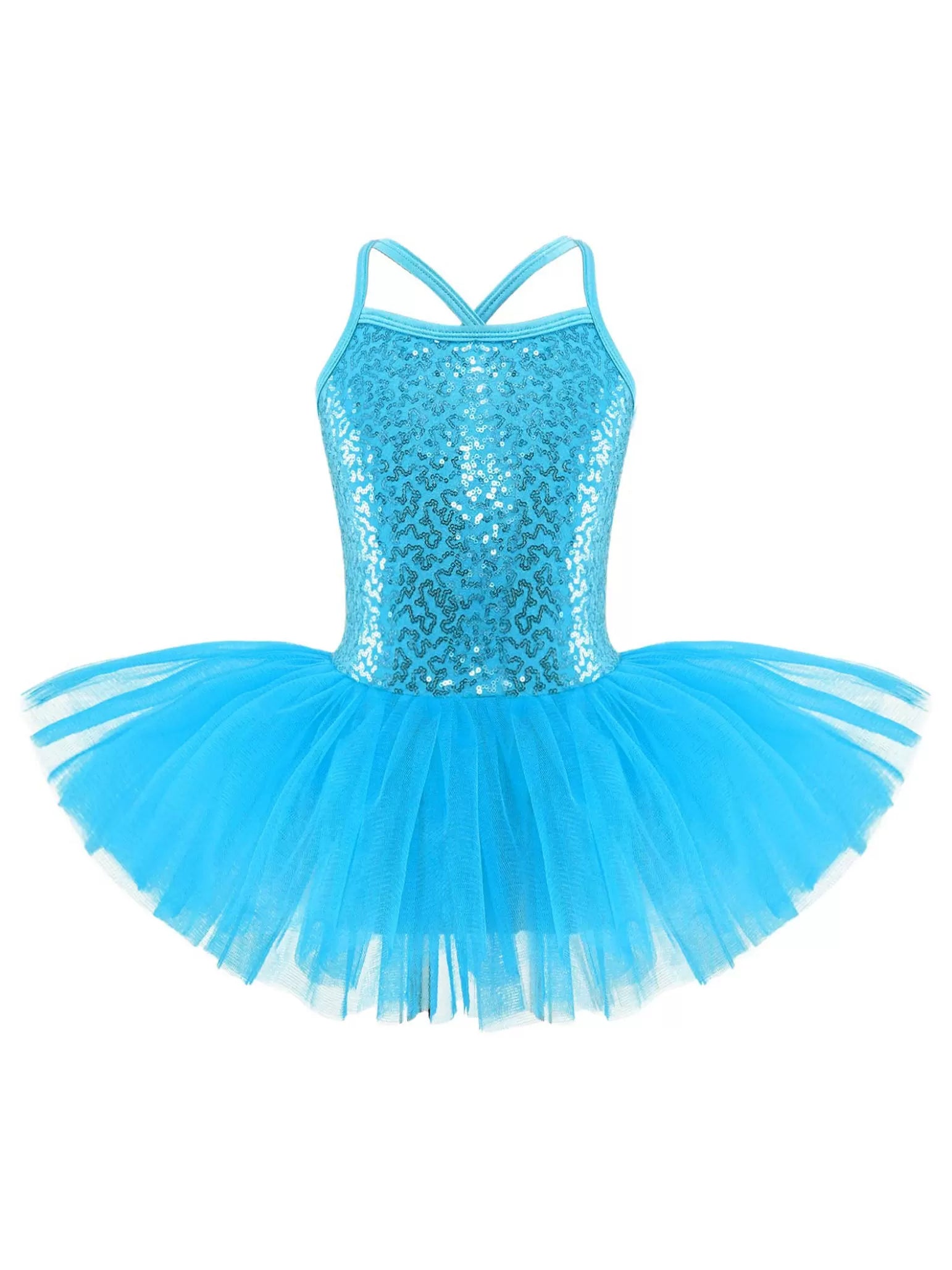 Kids Girls Sequin Tutu Ballet Dance Tank Dress