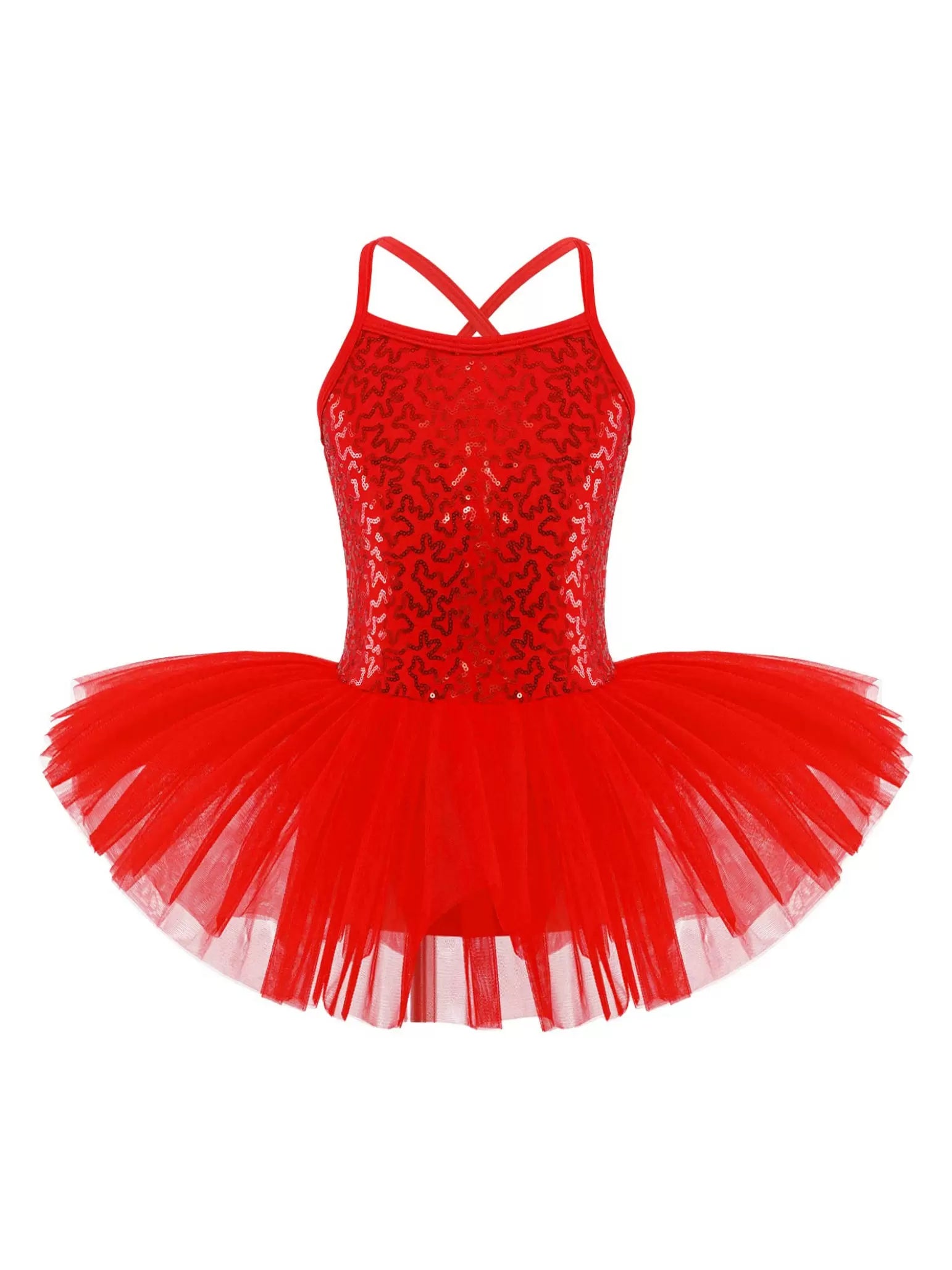 Kids Girls Sequin Tutu Ballet Dance Tank Dress