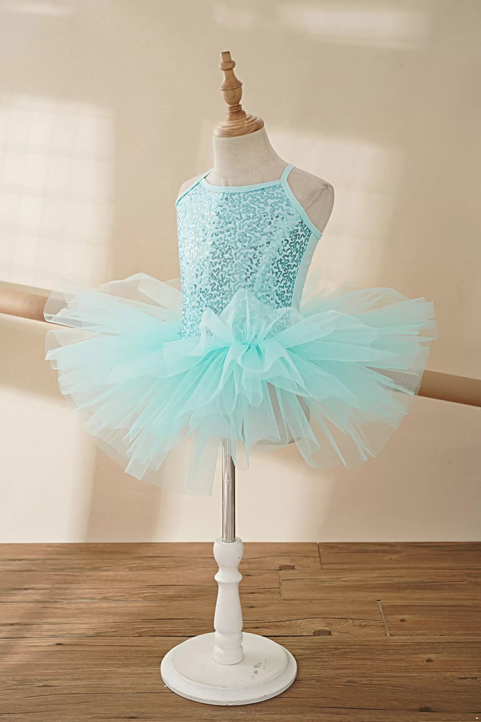 Vestito da canotta da ballo per balletto con tutù di paillettes per bambina