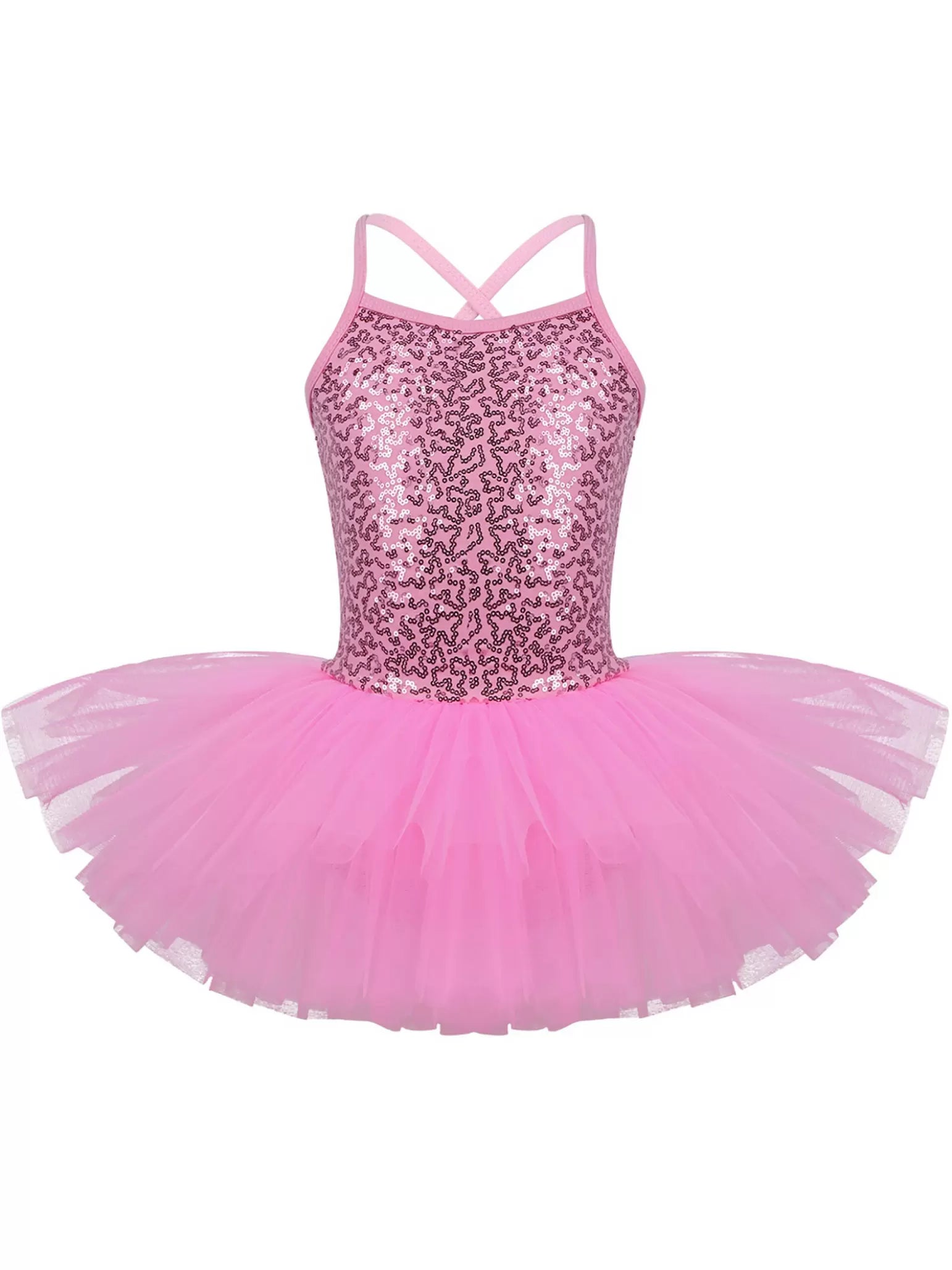 Kids Girls Sequin Tutu Ballet Dance Tank Dress