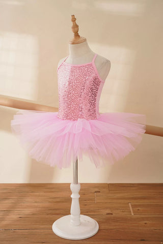 Kids Girls Sequin Tutu Ballet Dance Tank Dress