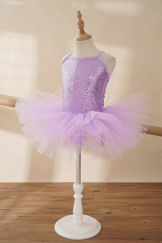 Kids Girls Sequin Tutu Ballet Dance Tank Dress