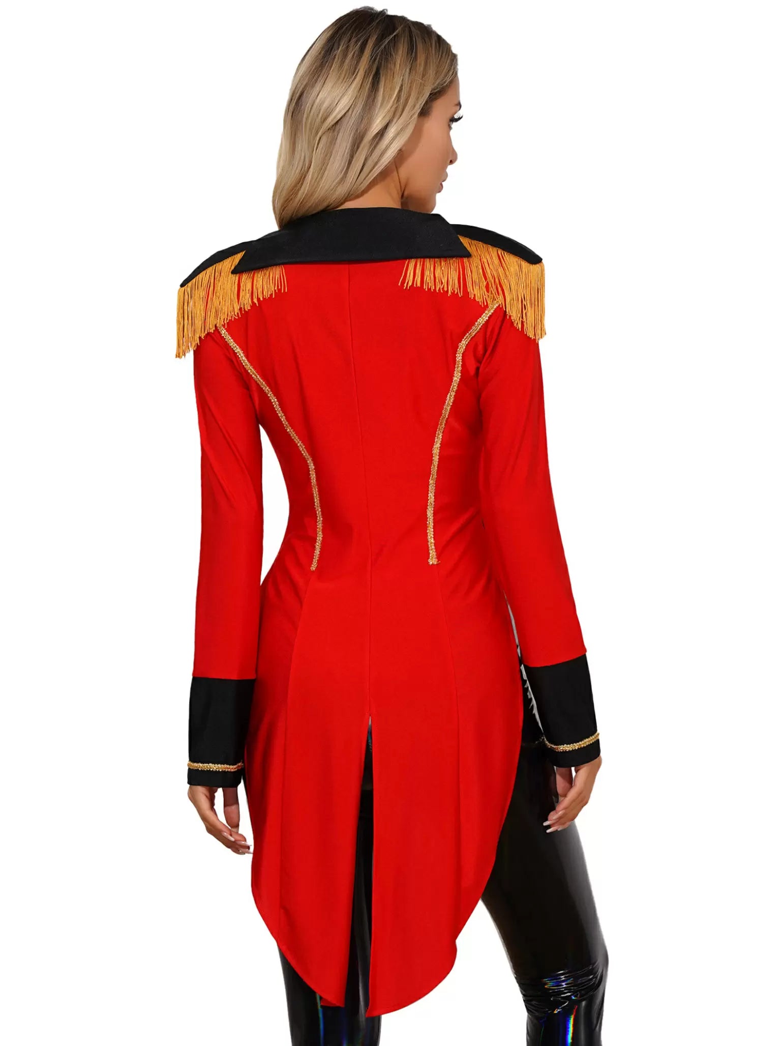 Women  Long Sleeve Circus Ringmaster Costume Double-Breasted Tailcoat