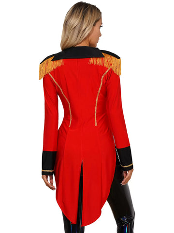 Women  Long Sleeve Circus Ringmaster Costume Double-Breasted Tailcoat