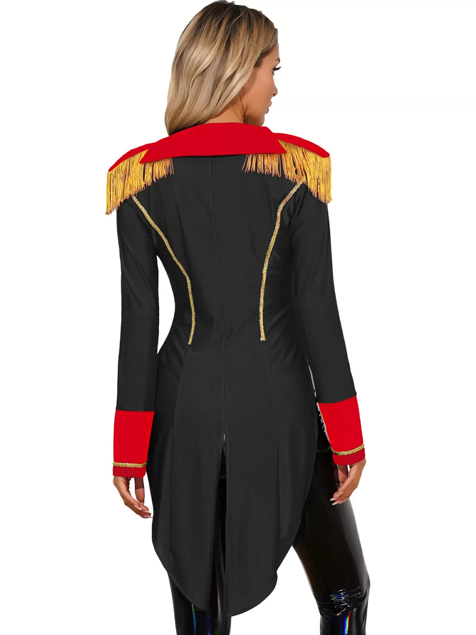 Women  Long Sleeve Circus Ringmaster Costume Double-Breasted Tailcoat