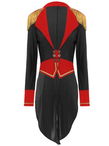 Women  Long Sleeve Circus Ringmaster Costume Double-Breasted Tailcoat