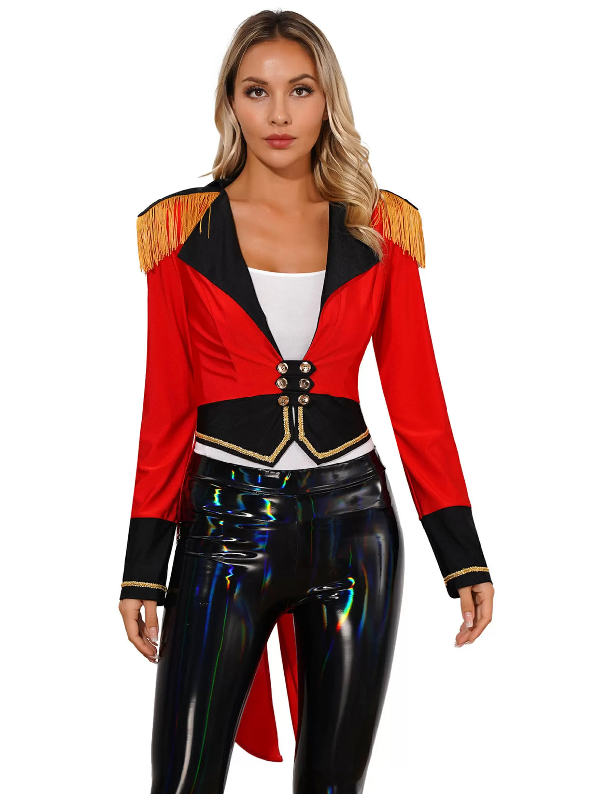 Women  Long Sleeve Circus Ringmaster Costume Double-Breasted Tailcoat