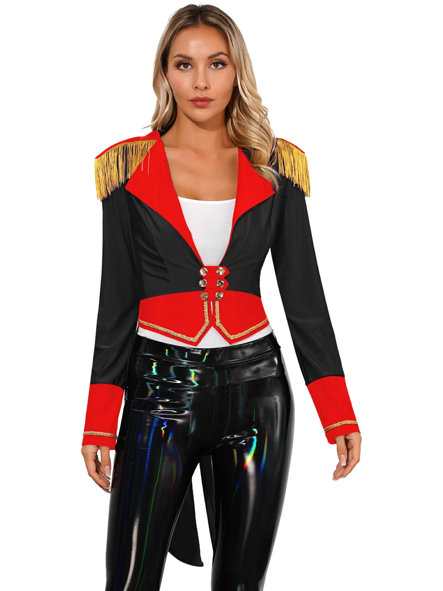 Women  Long Sleeve Circus Ringmaster Costume Double-Breasted Tailcoat