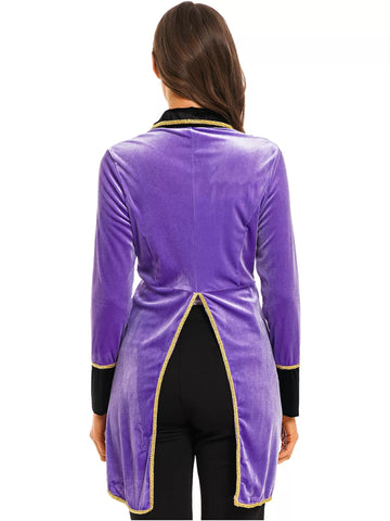 Women Halloween Velvet Swallow-Tailed Coat Long Sleeve Lapel Blazer