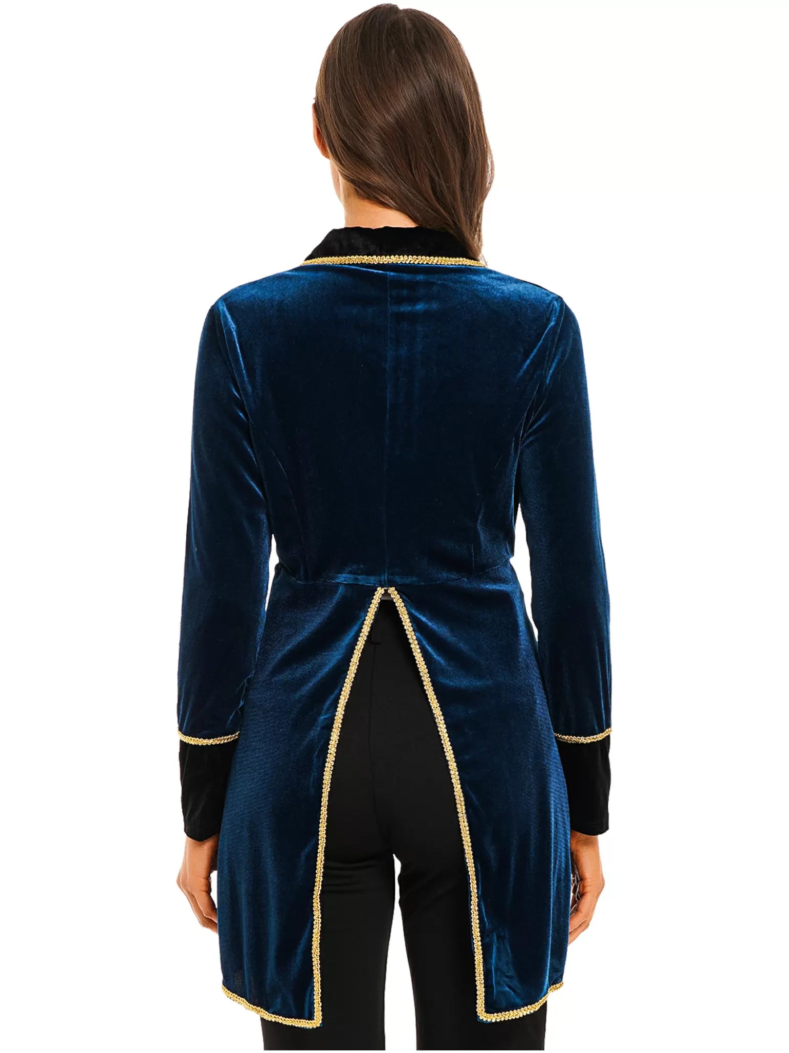 Women Halloween Velvet Swallow-Tailed Coat Long Sleeve Lapel Blazer