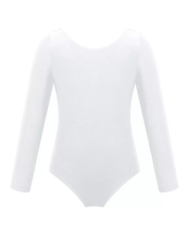 Kids Girls Long Sleeve Solid Color Ballet Dance Leotard