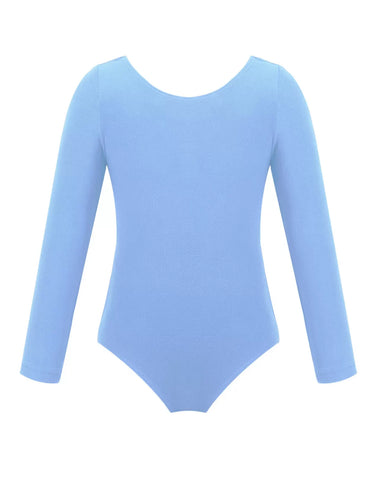 Kids Girls Long Sleeve Solid Color Ballet Dance Leotard