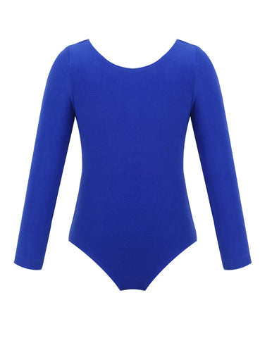 Kids Girls Long Sleeve Solid Color Ballet Dance Leotard