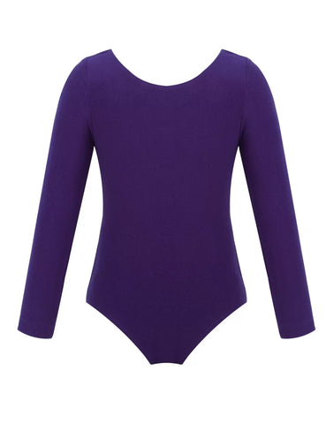 Kids Girls Long Sleeve Solid Color Ballet Dance Leotard