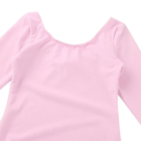 Kids Girls Long Sleeve Solid Color Ballet Dance Leotard