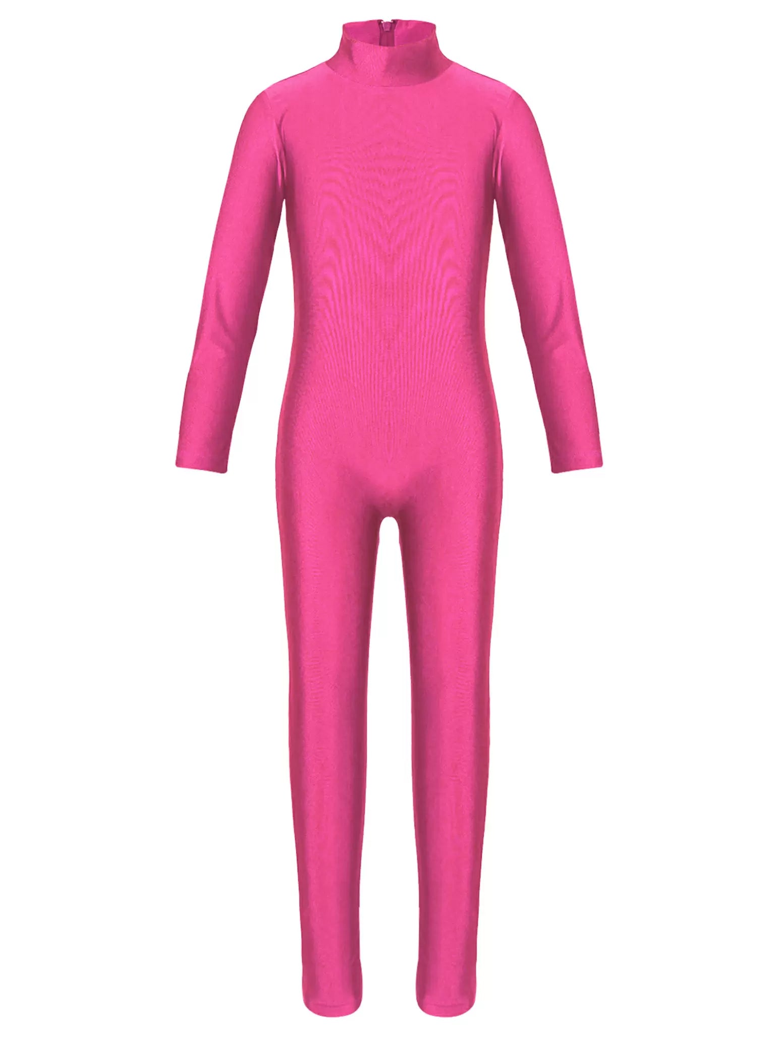 Kids Girls Long Sleeves Zippered Gymnastics Dance Unitard