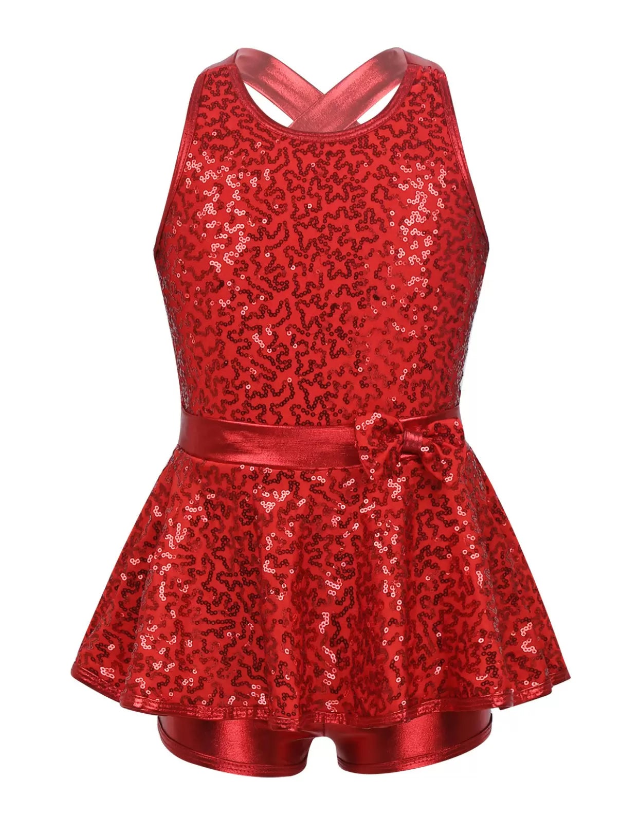 Kids Girls Sleeveless Allover Sequin Jazz Dance Leotard Dress