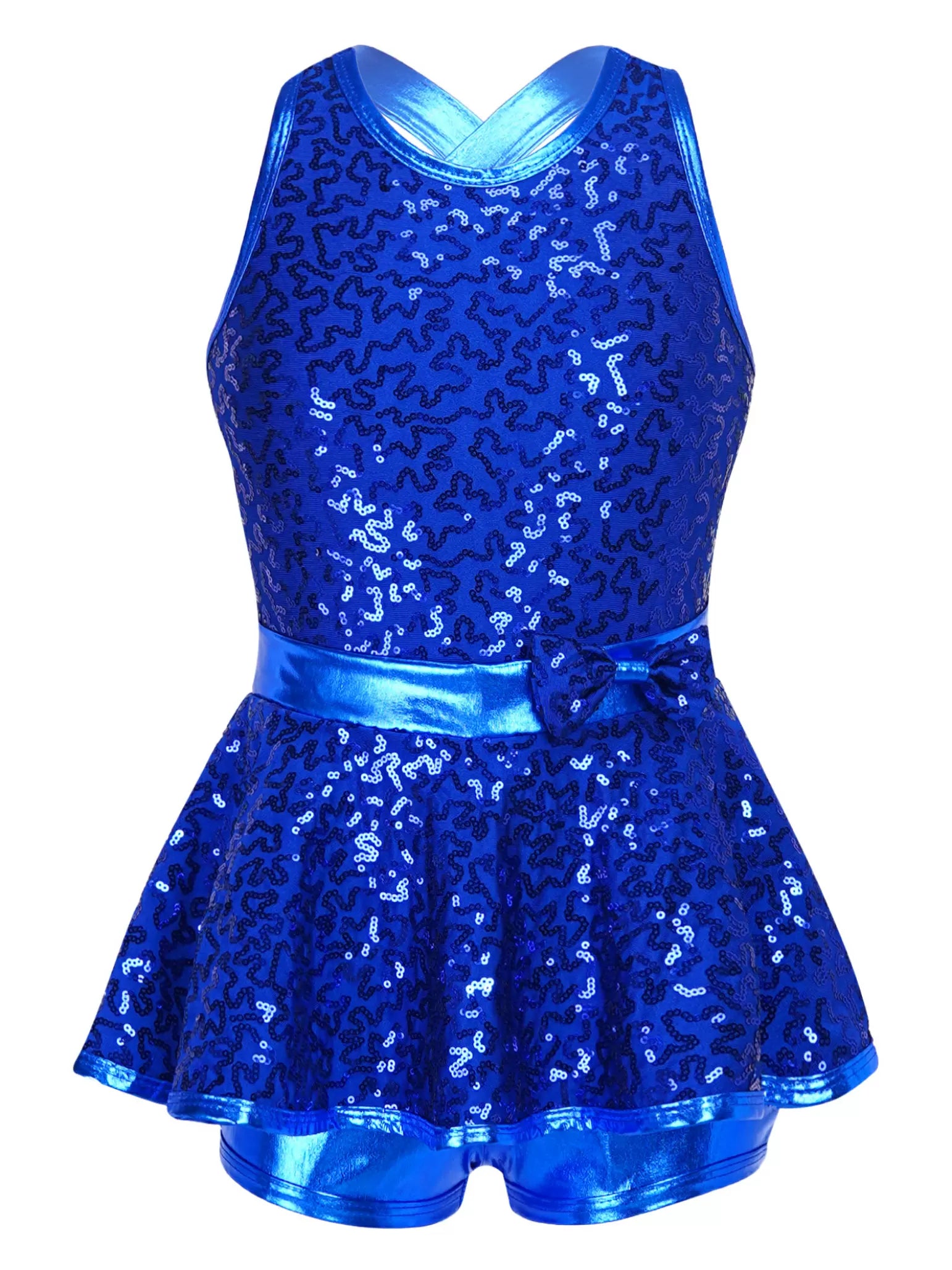 Kids Girls Sleeveless Allover Sequin Jazz Dance Leotard Dress